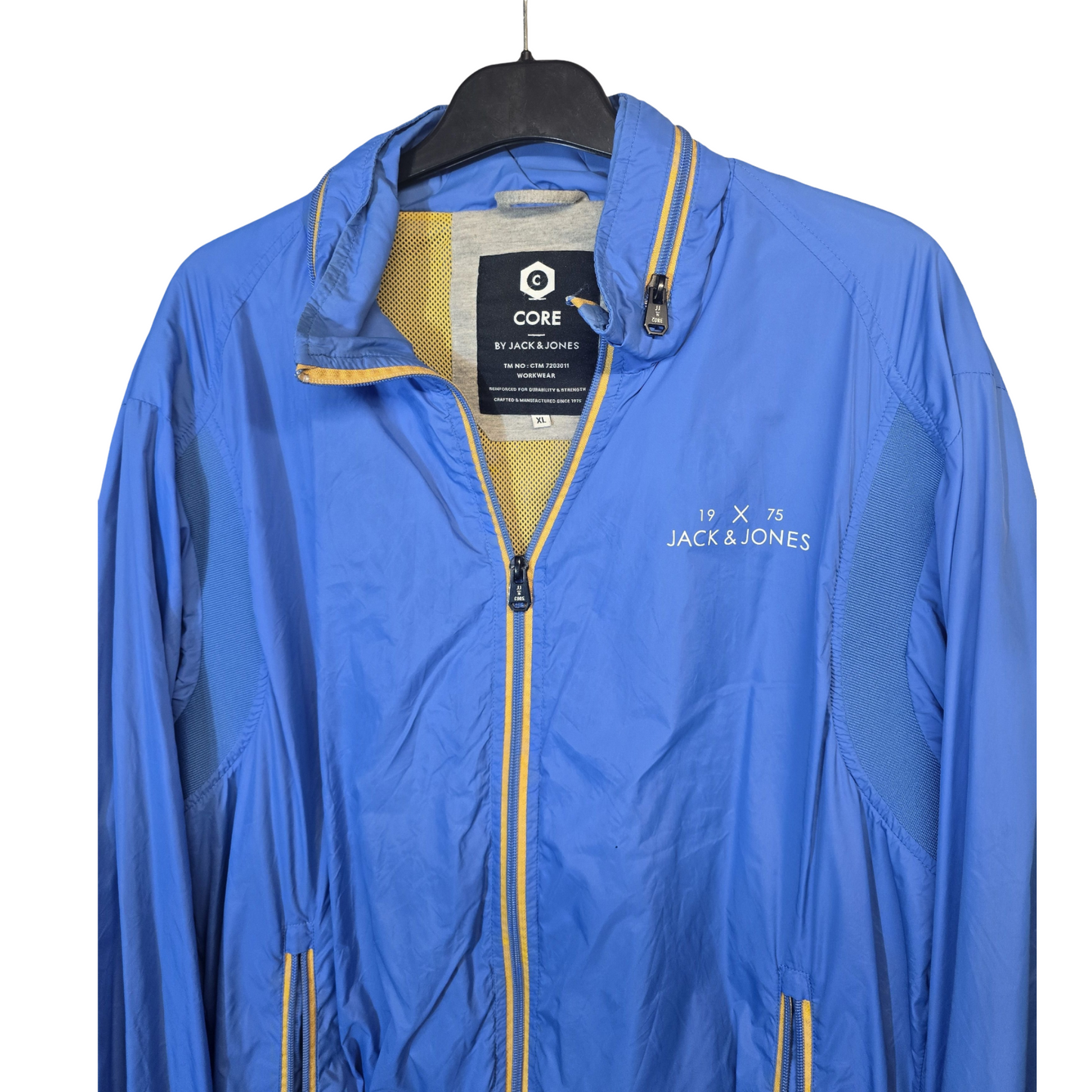 Jack & Jones Core Blue Lightweight Rain Jacket – XL – Hooded & Mesh Lined