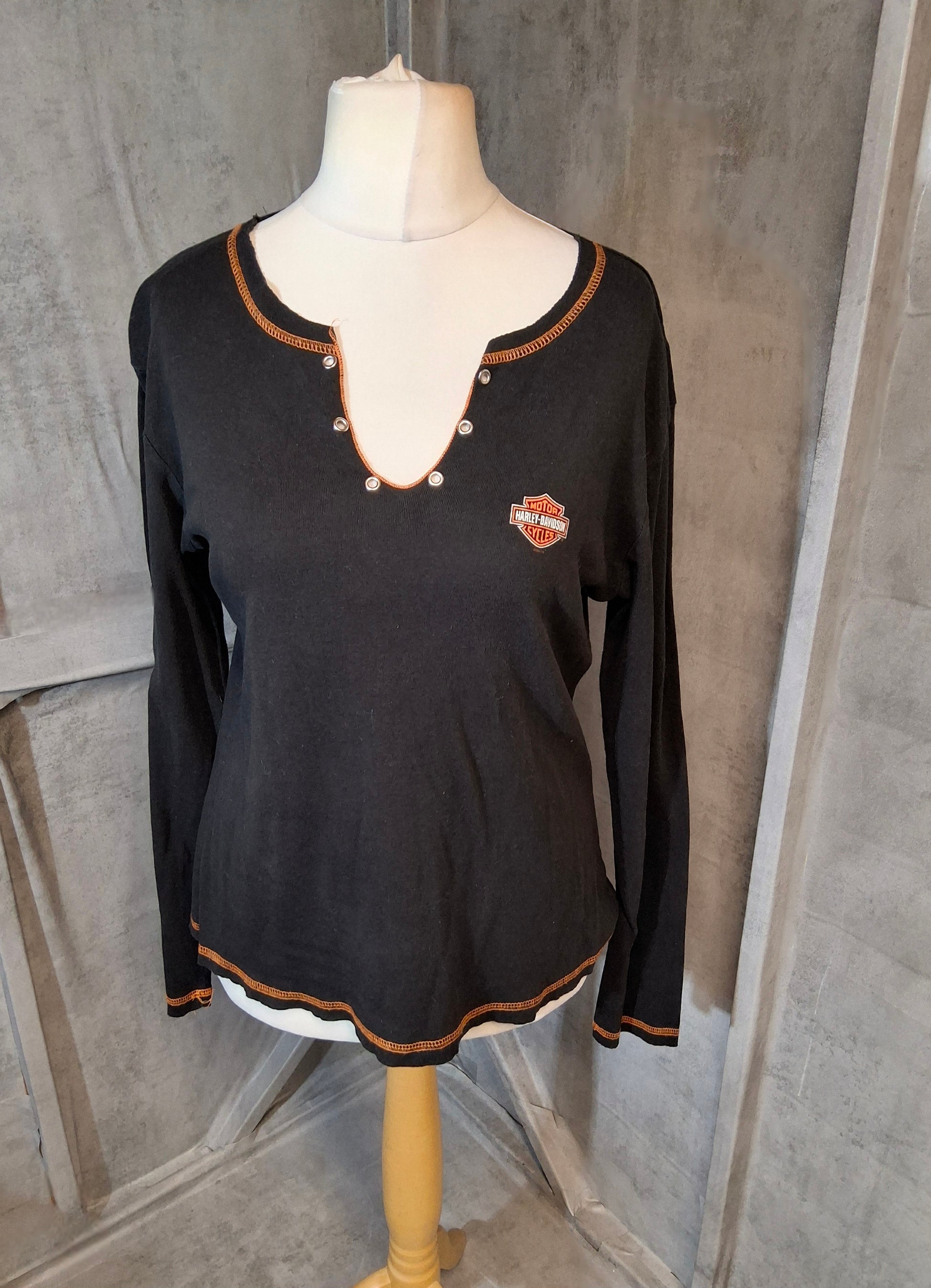 Harley-Davidson Black Long Sleeve T-Shirt – Orlando Florida USA – XL (UK 12/14)