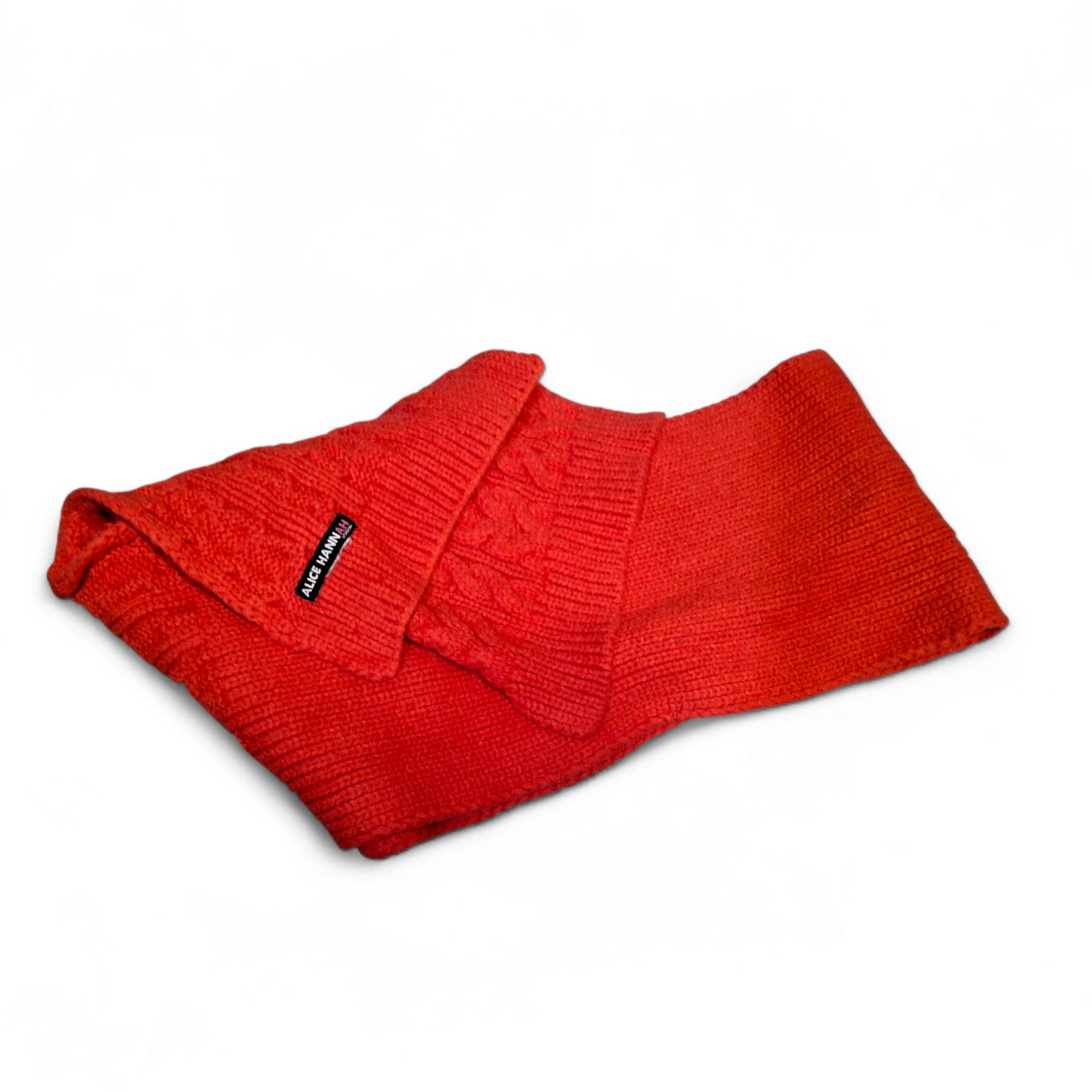 Alice Hannah Red Knitted Scarf – Cable Detail – 64" x 8"