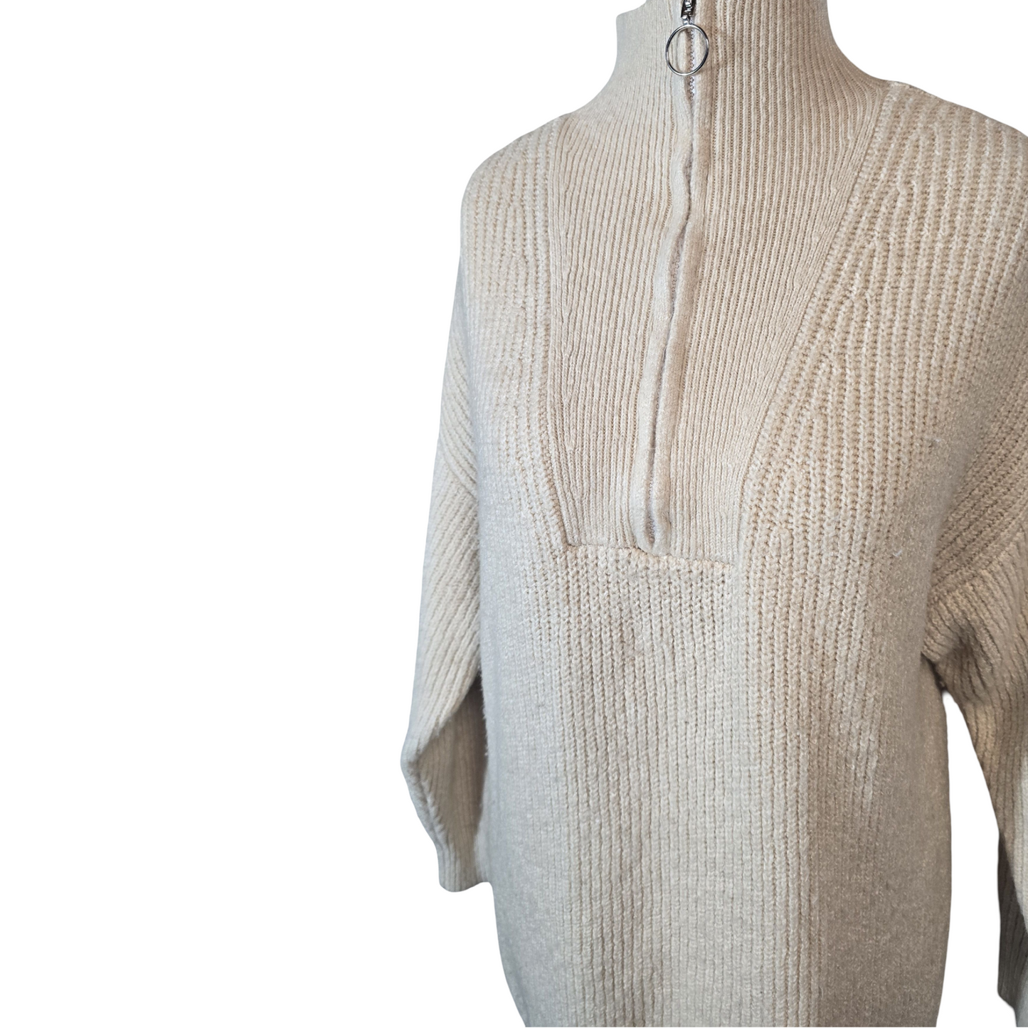 Jack Wills Beige Oversized 1/4 Zip Jumper – Longer Length – Size 10