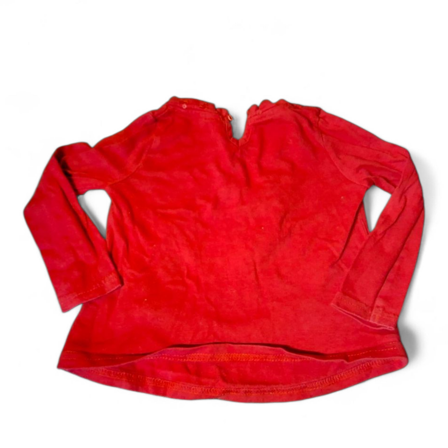 George Girls Red Long Sleeve T-Shirt with Sequin Detail – 6–9 Months – 100% Cotton