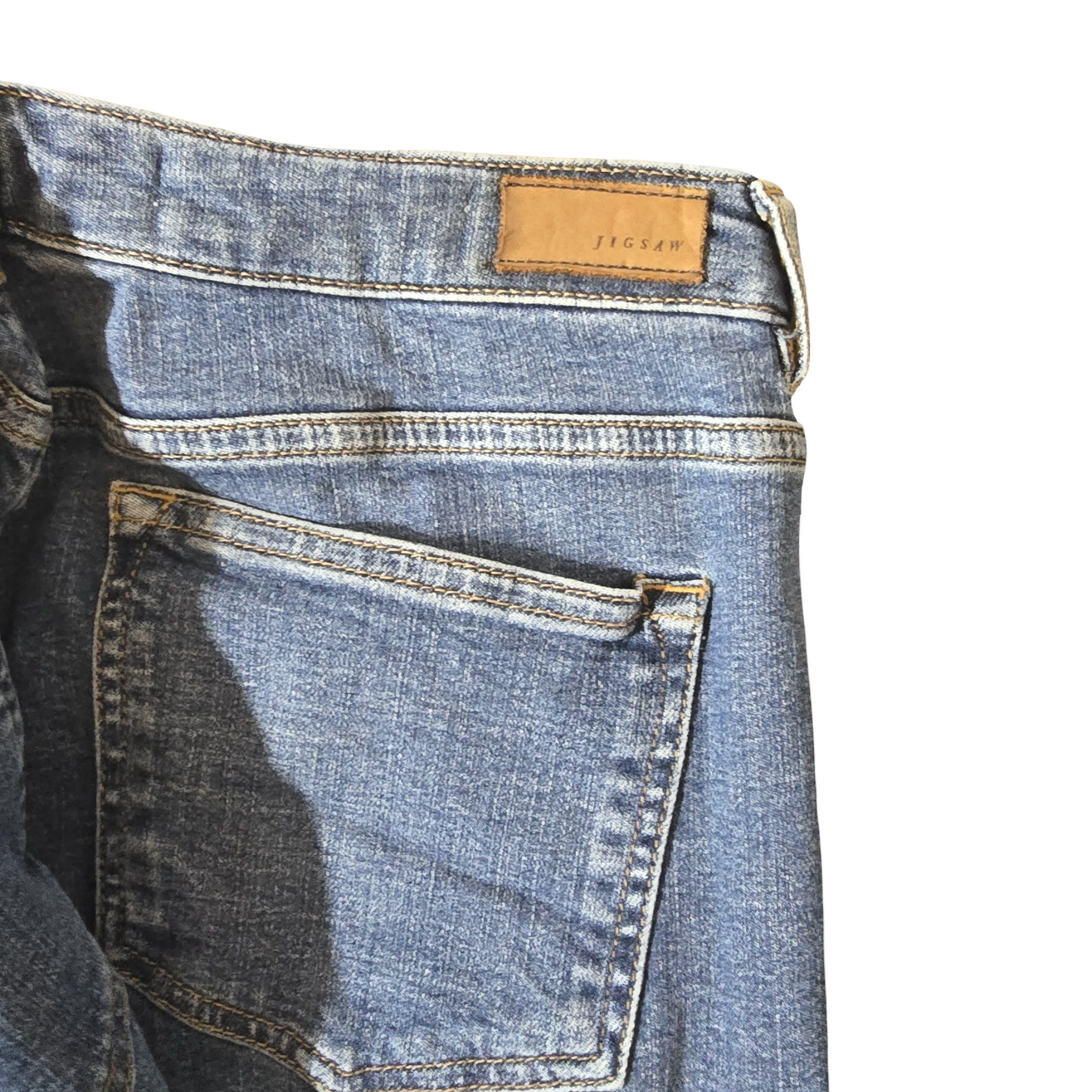 Jigsaw Blue Denim Hampton Slim Boyfriend Jeans – W32 L28 – UK 14 – Cotton & Lyocell