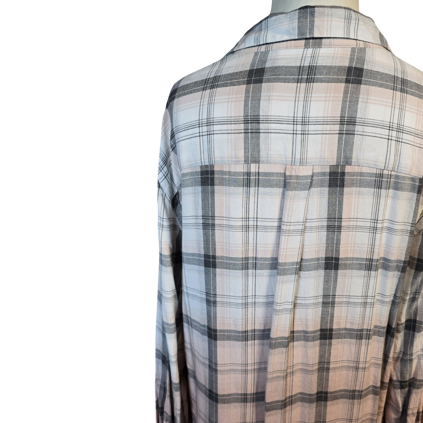 Next Coral & Cream Checked Ombre Oversized Shirt Size 14