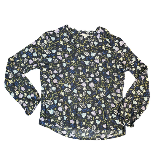 Seasalt Cornwall Blouse Black Size 10 Floral Causal 