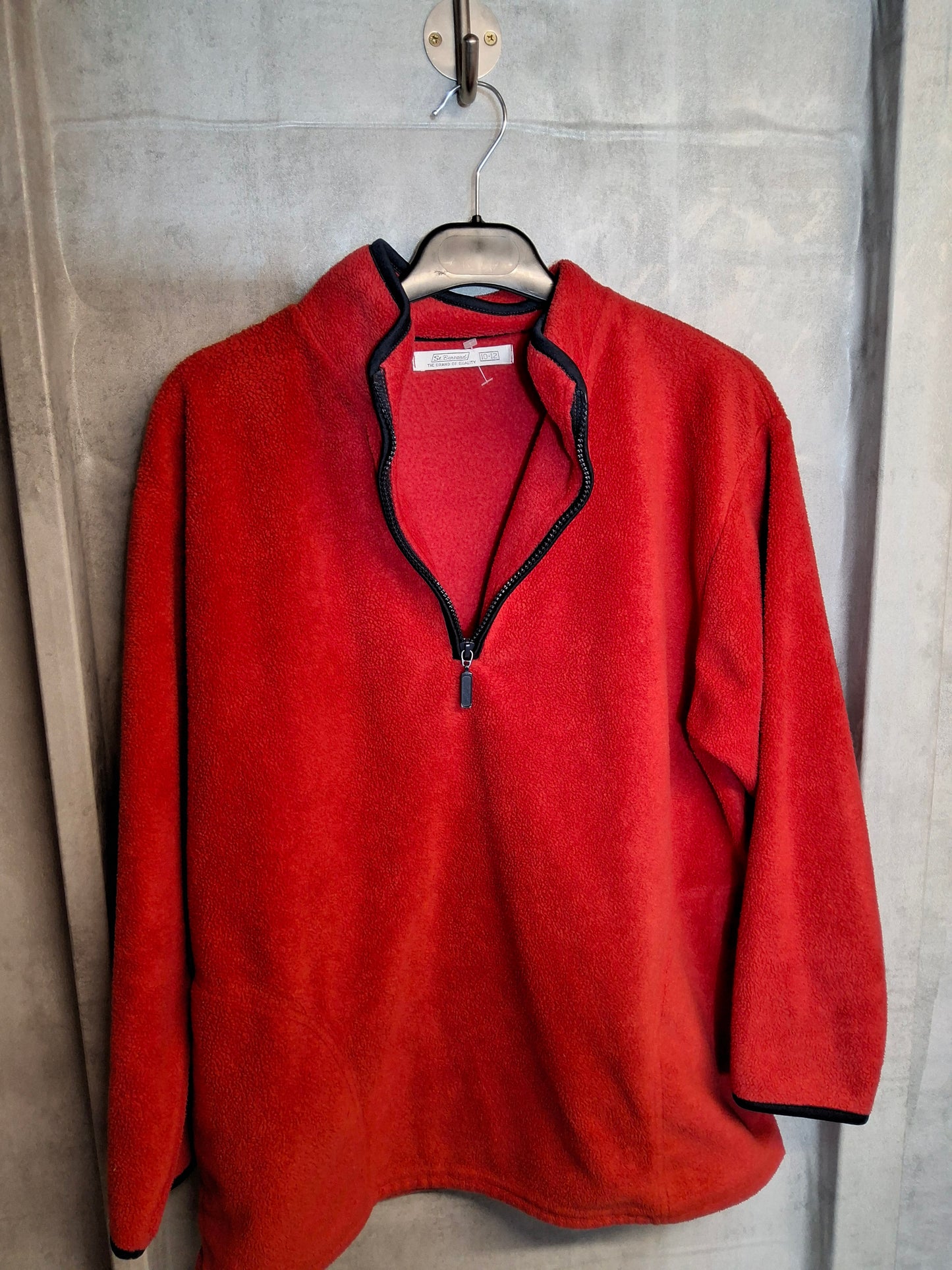 St Bernard Red Fleece Jumper – Size 10/12 – 1/4 Zip – Polyester – Pockets