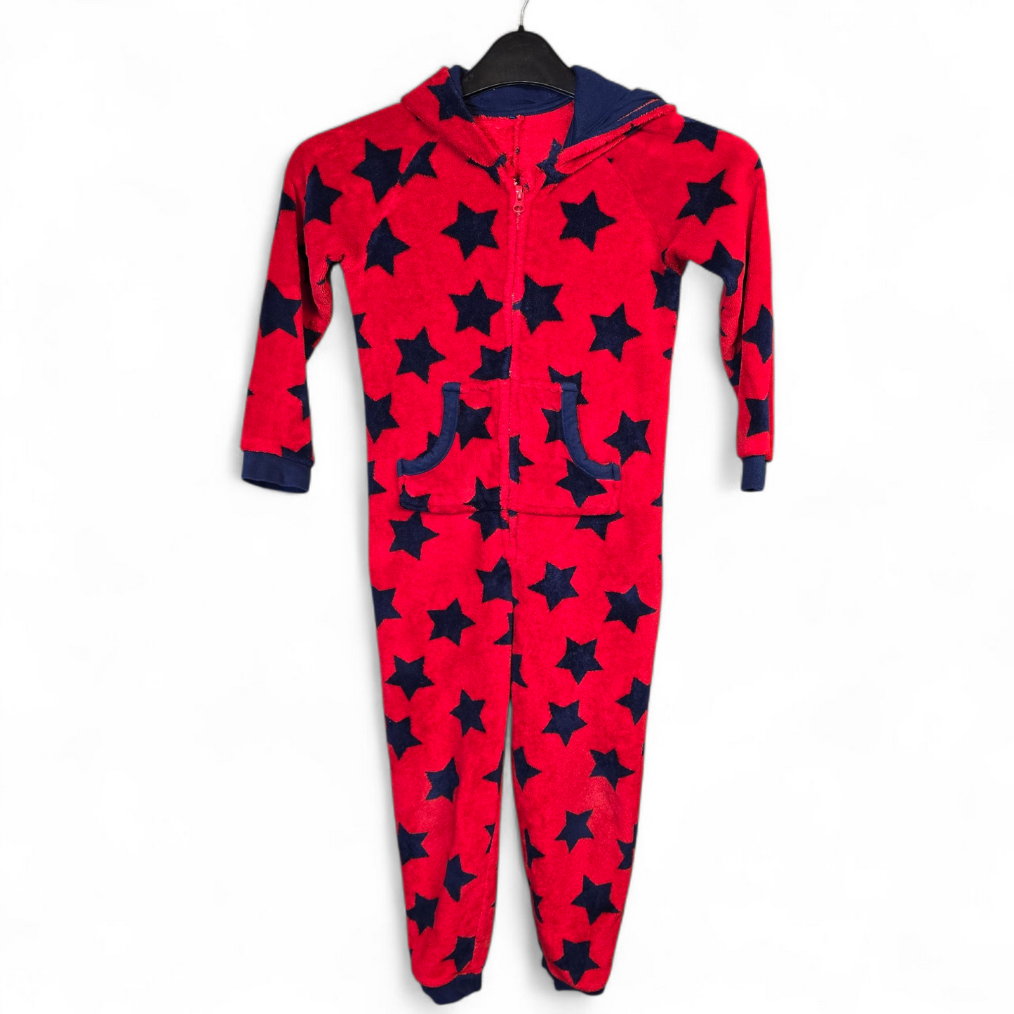 George Boys Red & Navy Star Fleece Onesie – Age 7–8 Years