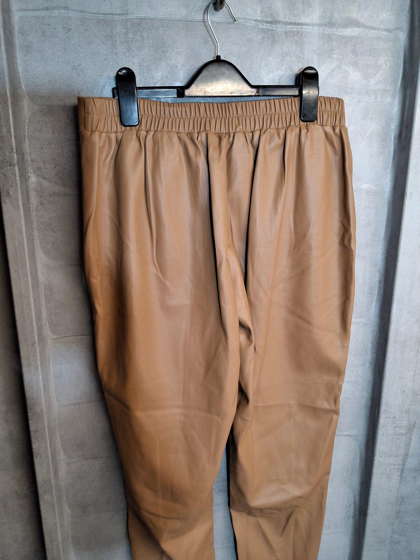 Primark Tan Faux Leather Trousers – Size 14 – High Waist – Pockets – NWT RRP £15