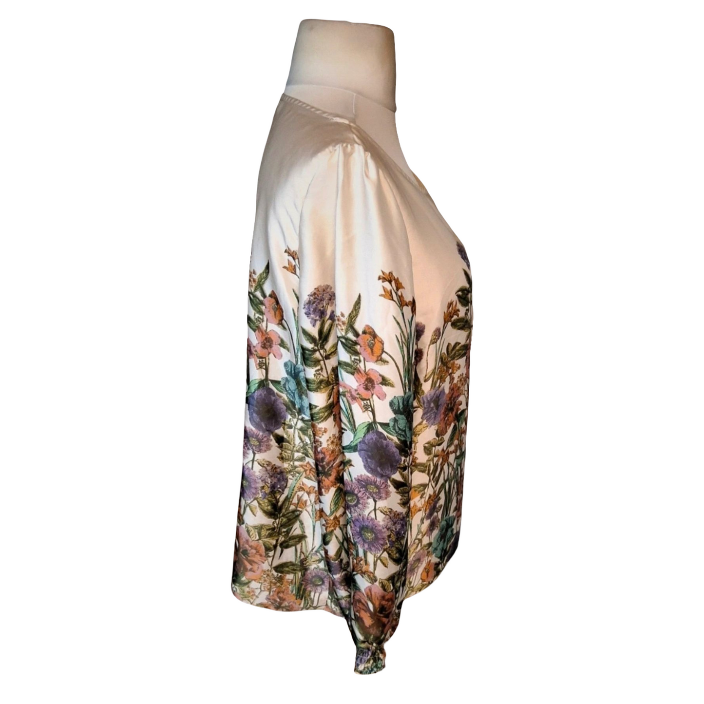 Wallis White Multicolour Floral Silky Blouse – Size 14