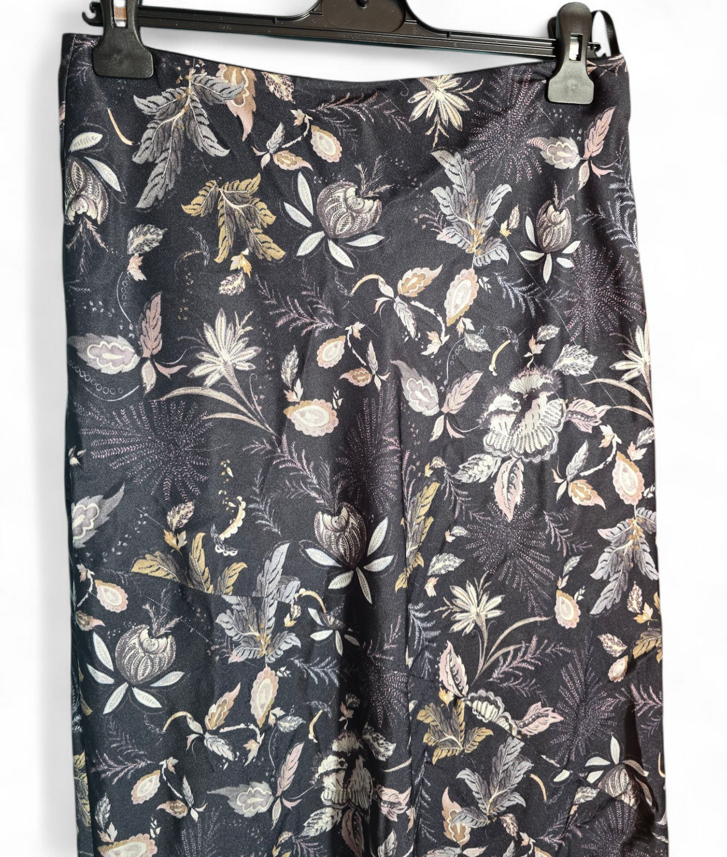 Next Navy & Purple Floral Flared Midi Slip Skirt Size 10 - Silky Feel, Polyester