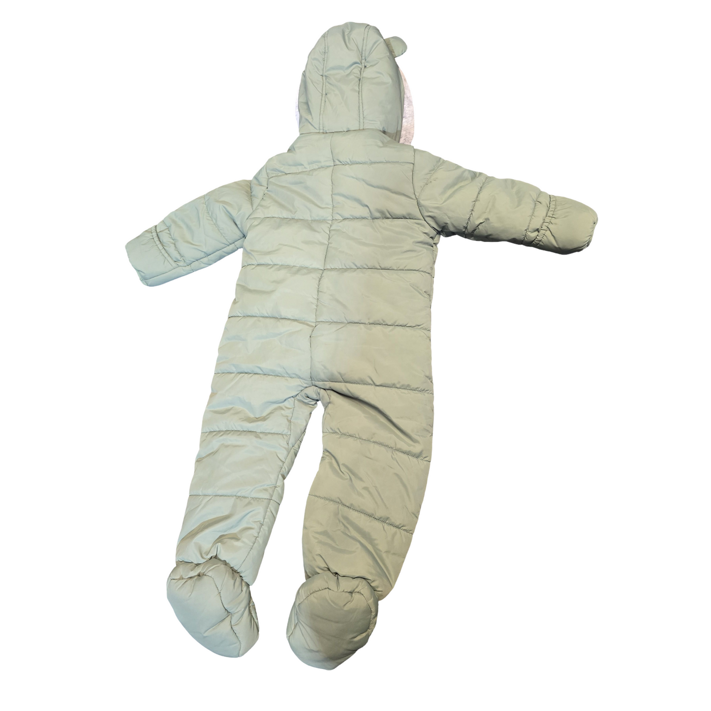 George Boys Khaki Green Fleece-Lined Snowsuit – Hooded – 6-9 Months