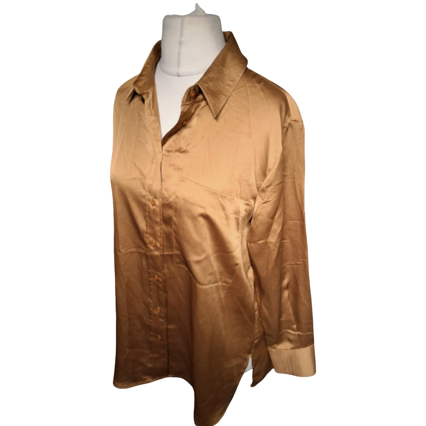 Mango Gold Oversized Silky Blouse – Size L (UK size 12/14)
