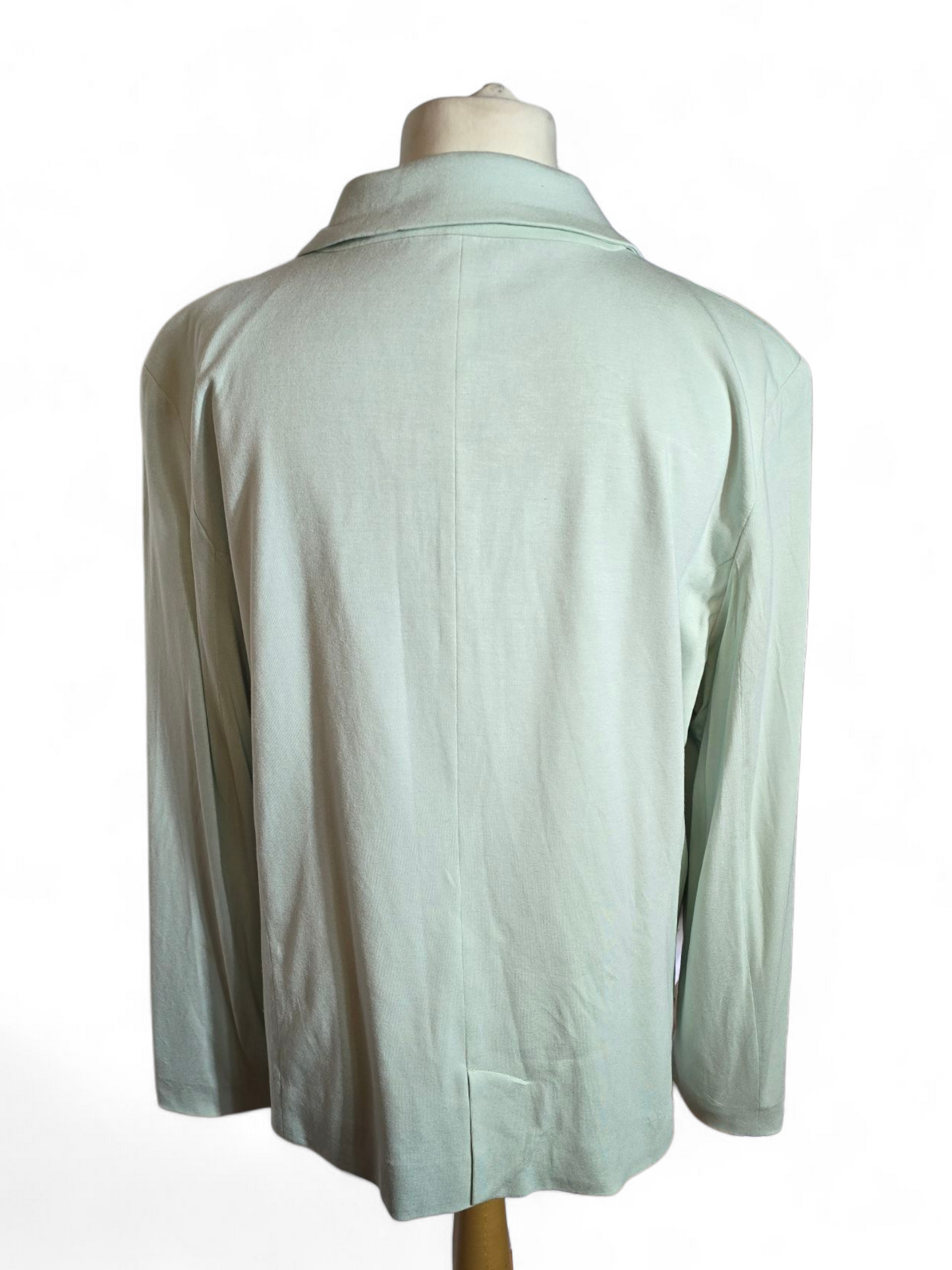 Matalan Mint Green Blazer | Size 20 UK | Brass Button, Pinstripe Lining, Viscose