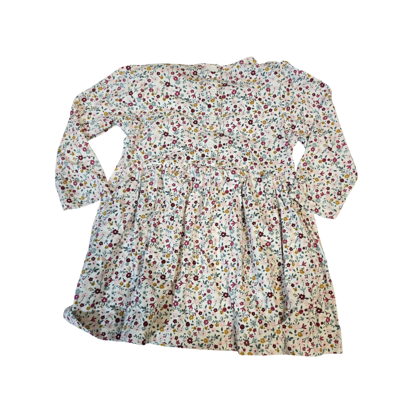 Matalan White Floral Long Sleeve Dress – Girls 6–9 Months – 100% Cotton