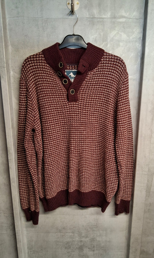 Mantaray Burgundy & White Knit Jumper – Men’s M – Wool Blend