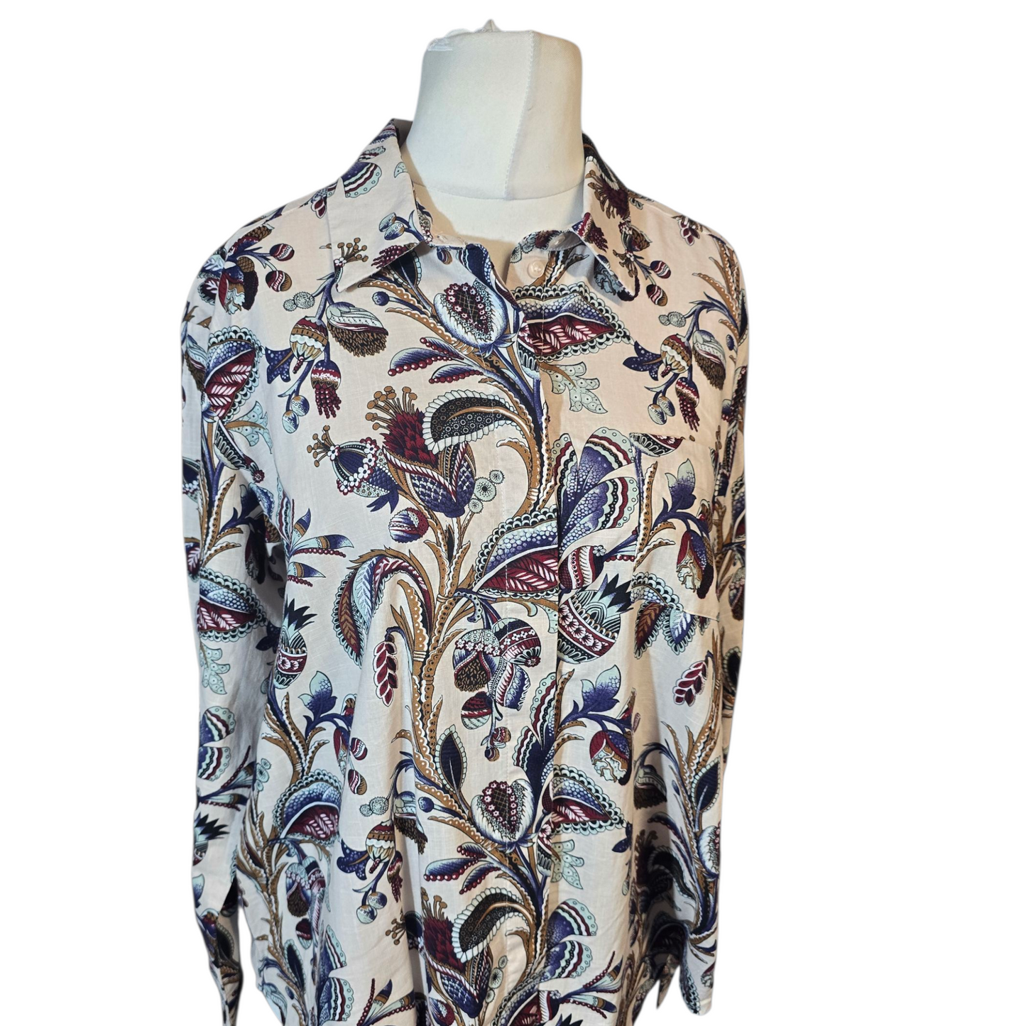 & Other Stories Beige Floral Print Shirt – Multicolour Pattern – Size 10 (EUR 38)