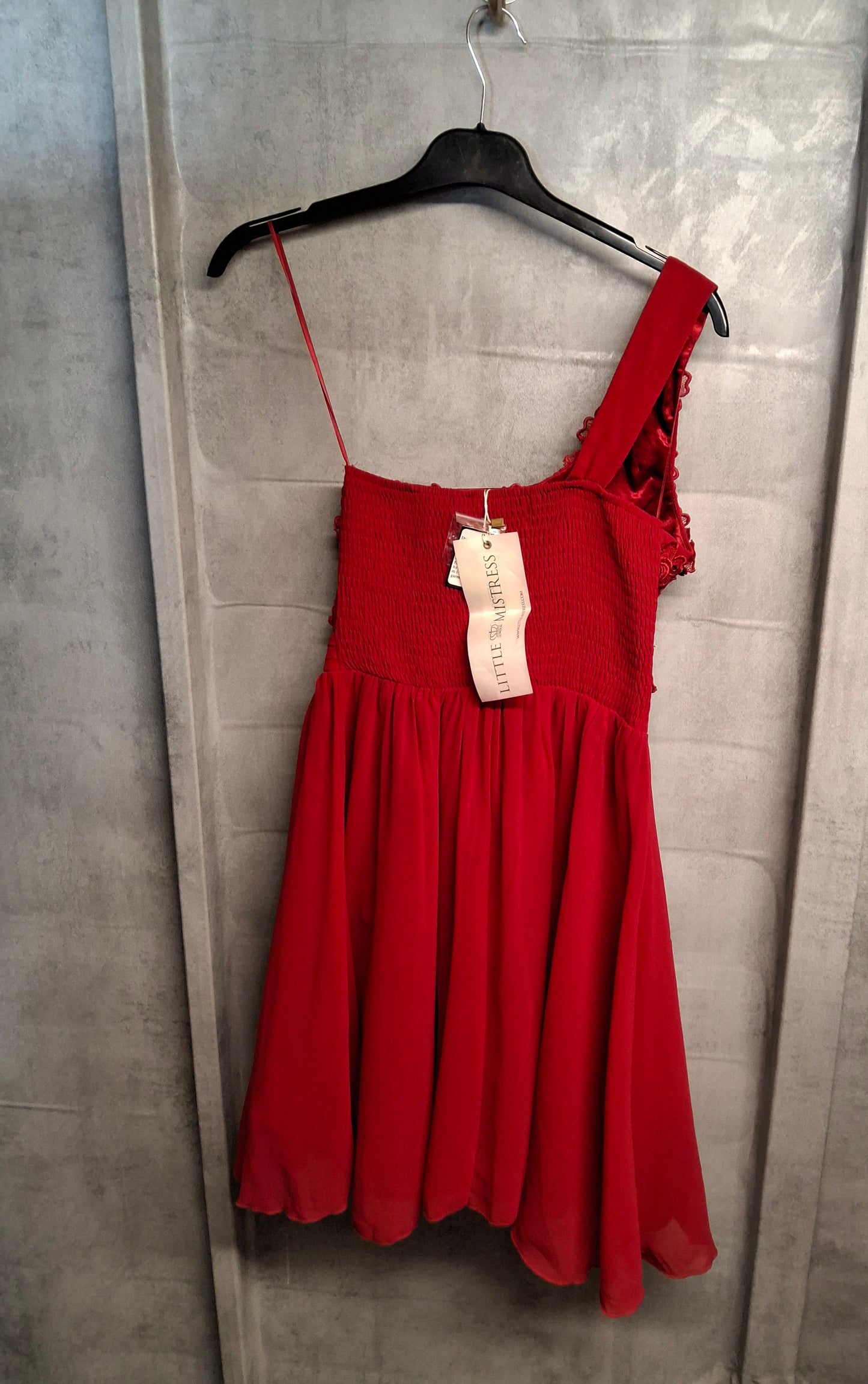 Little Mistress Red One-Shoulder Embellished Mini Dress – Size 6 – NWT
