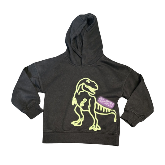 Primark Boys Black Dino Hoodie – Age 4-5 Years – Cotton Blend