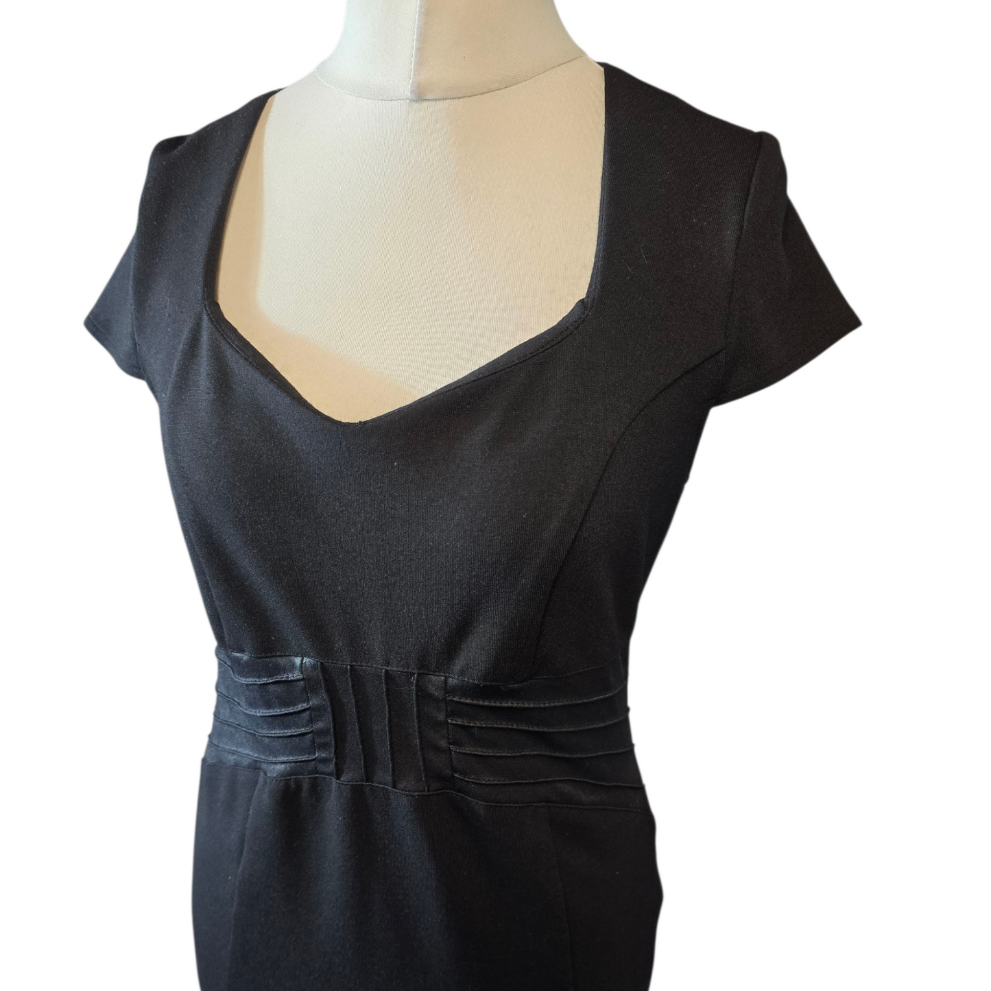 South Black Bodycon Dress with Waistband & Back Slit – Size 12