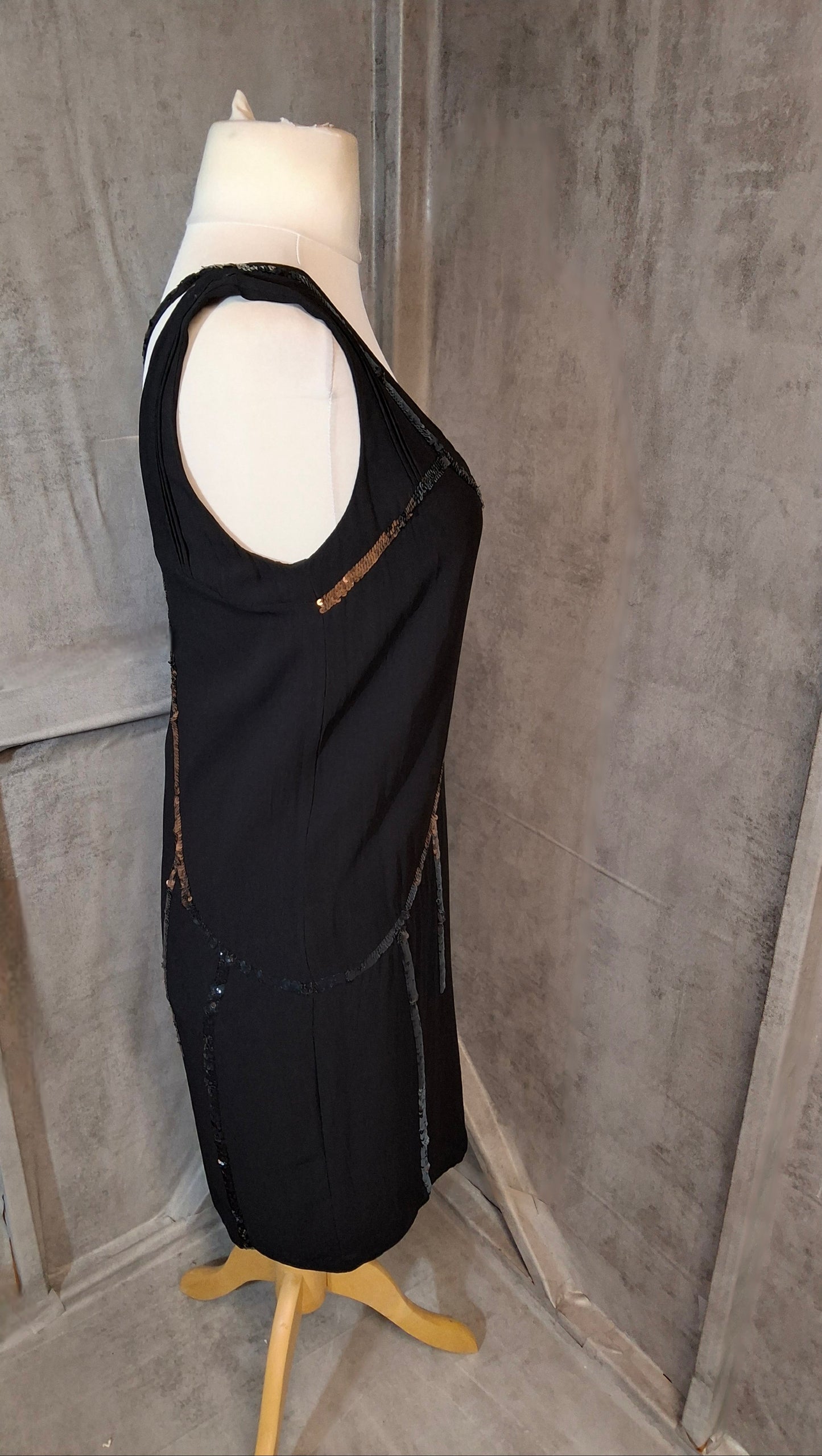 Y2K Diesel Black & Bronze Sequin Sleeveless Dress – Size M – 2000s