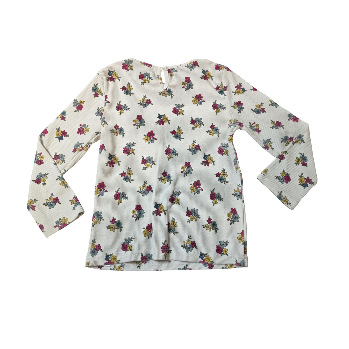 Primark White Floral Long Sleeve Top – Girls 24–36 Months – 100% Cotton