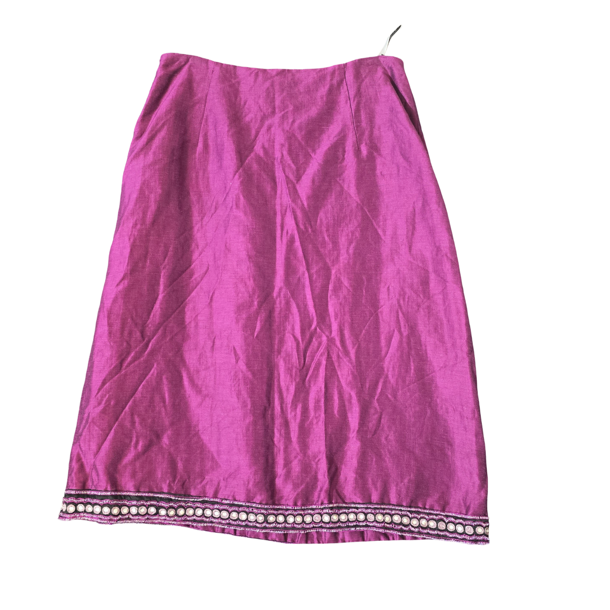 Betty Barclay Deep Purple Vintage Midi Skirt with Beaded Hem – Size 10