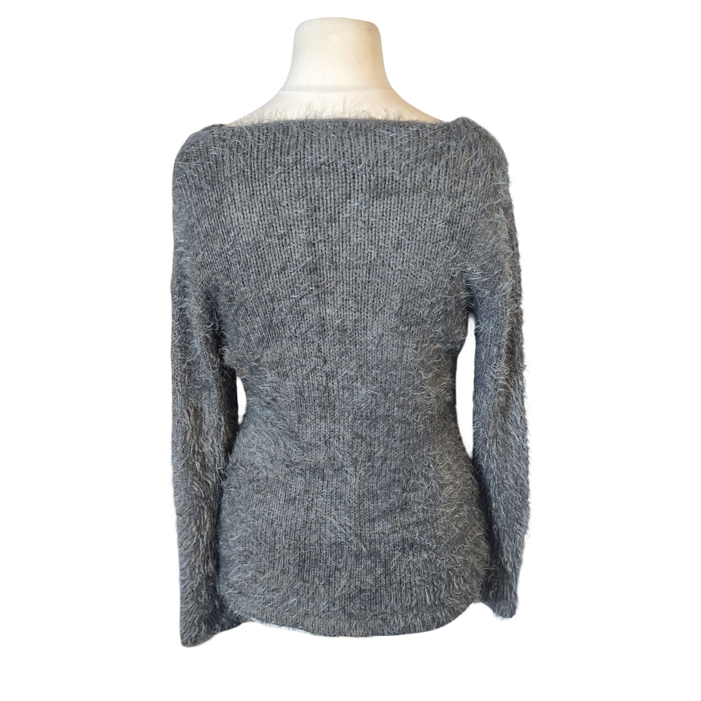 Marble Grey & Pink Polka Dot Fluffy Jumper – Size S (size 8/10 Oversized Fit)