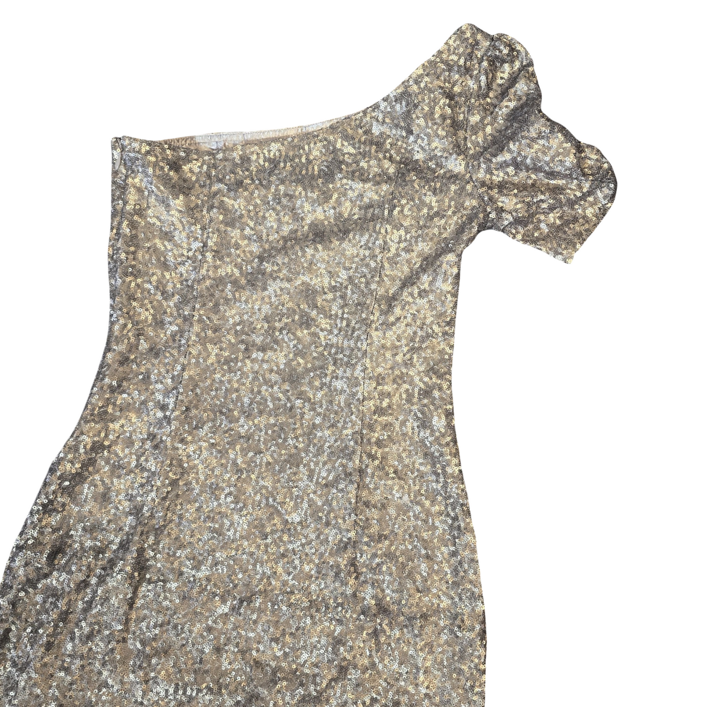New Look Gold Sequin One-Shoulder Mini Dress – Size 8