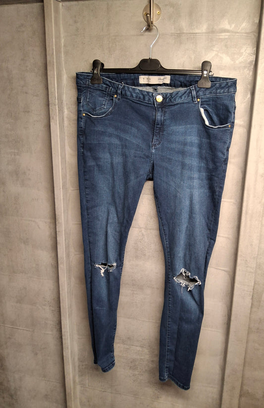Primark Blue Ripped Skinny Jeans – Size 18
