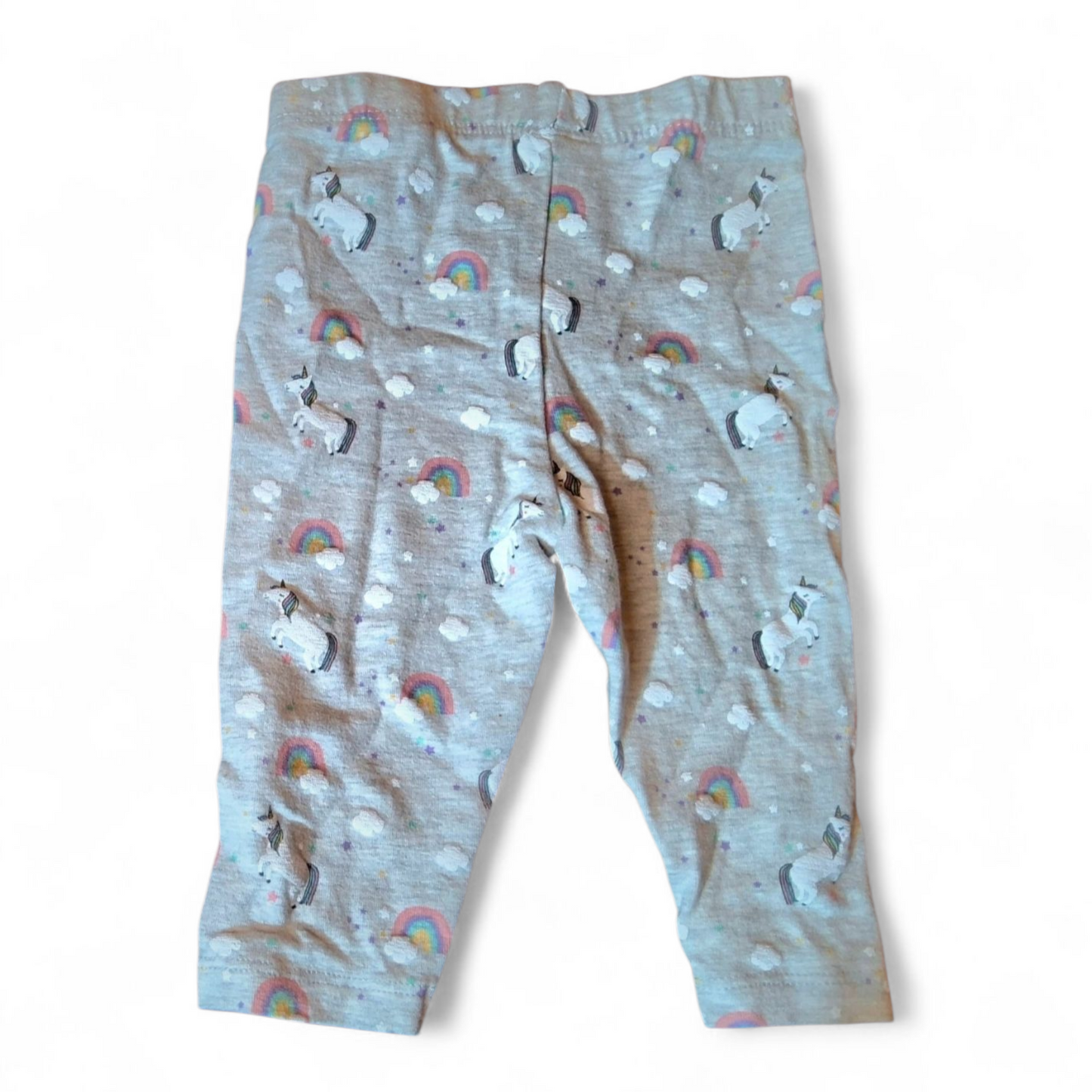 Primark Girls Grey Leggings – Unicorn & Rainbow Print – 3–6 Months – Cotton 🌈🦄