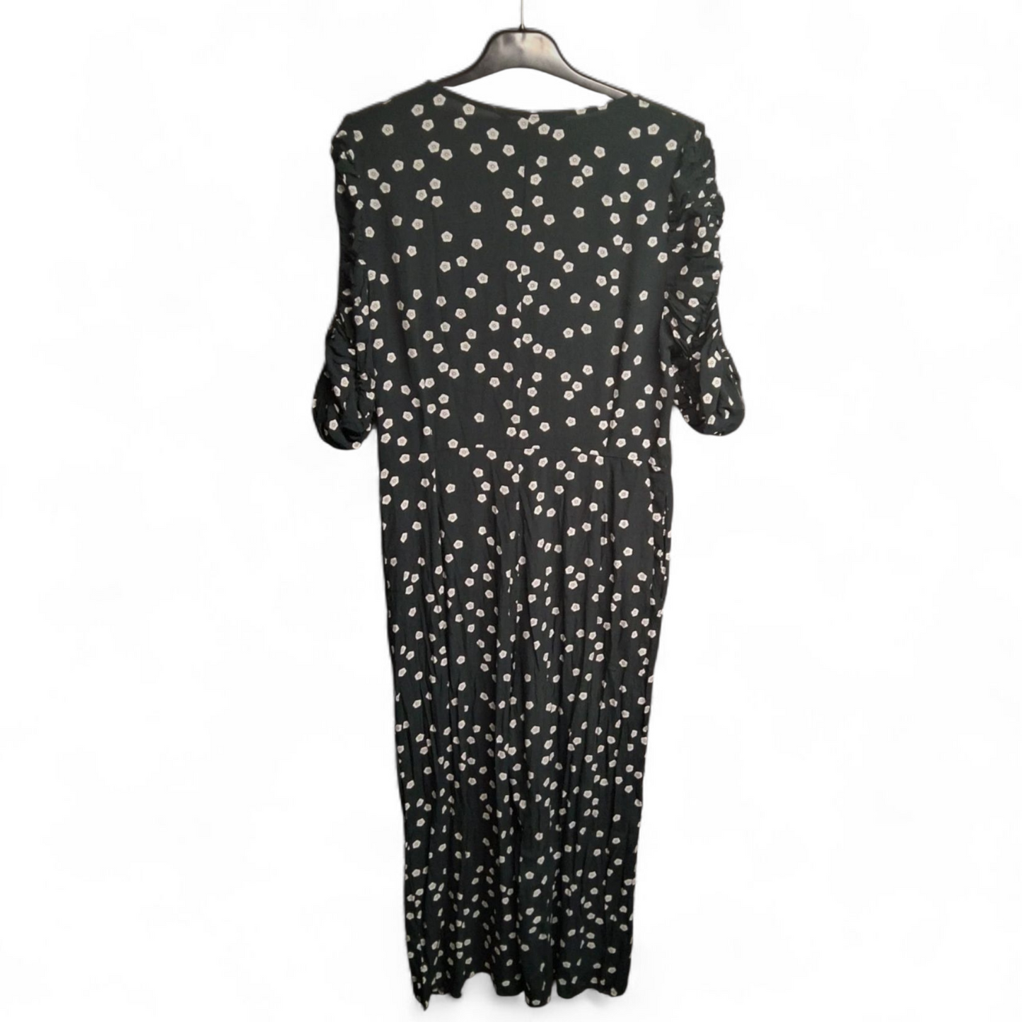 Zara Dark Green & White Floral Jumpsuit – Size L (UK size 12/14) – Pockets