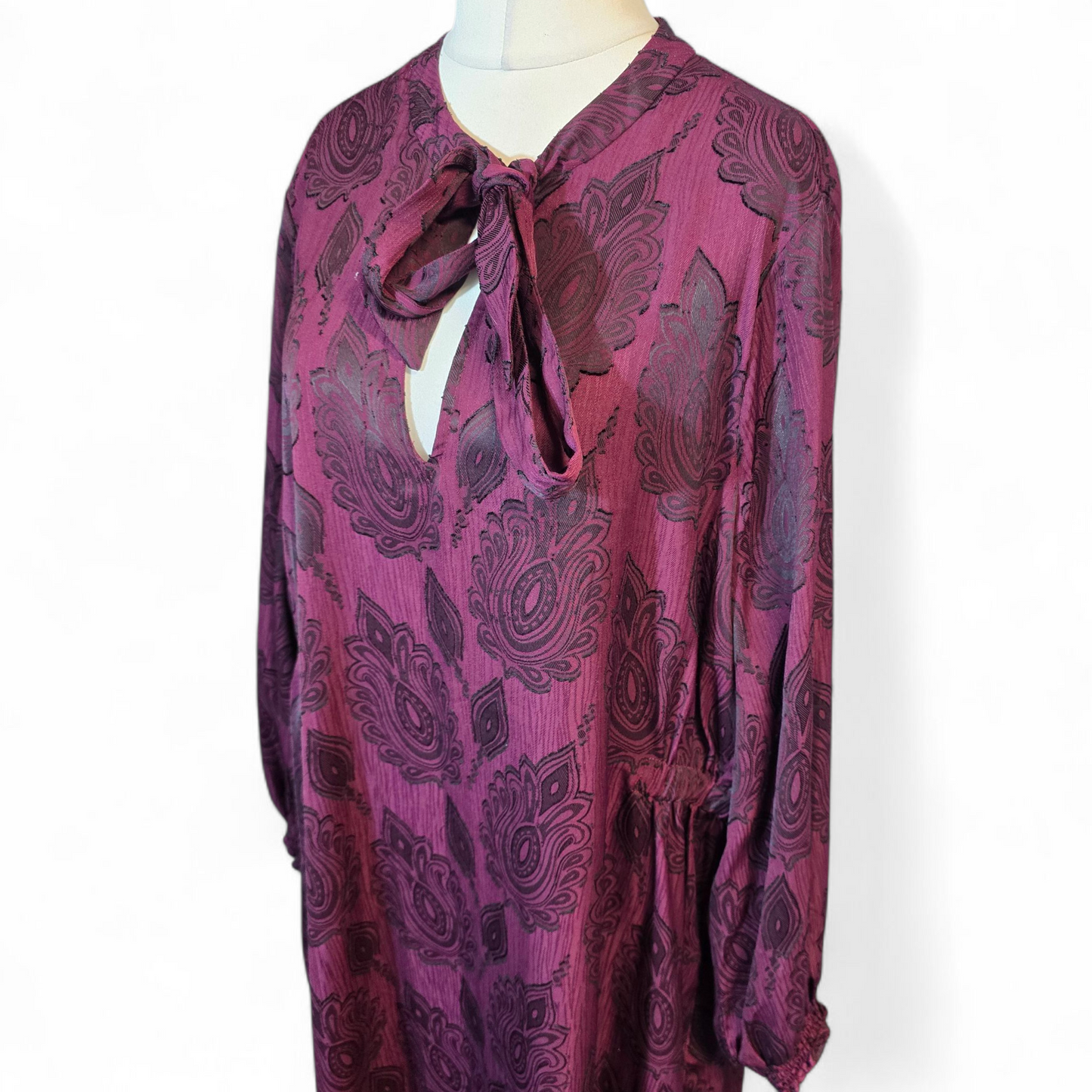Marks & Spencer Purple Plum & Black Midi Tunic Dress – Size 24