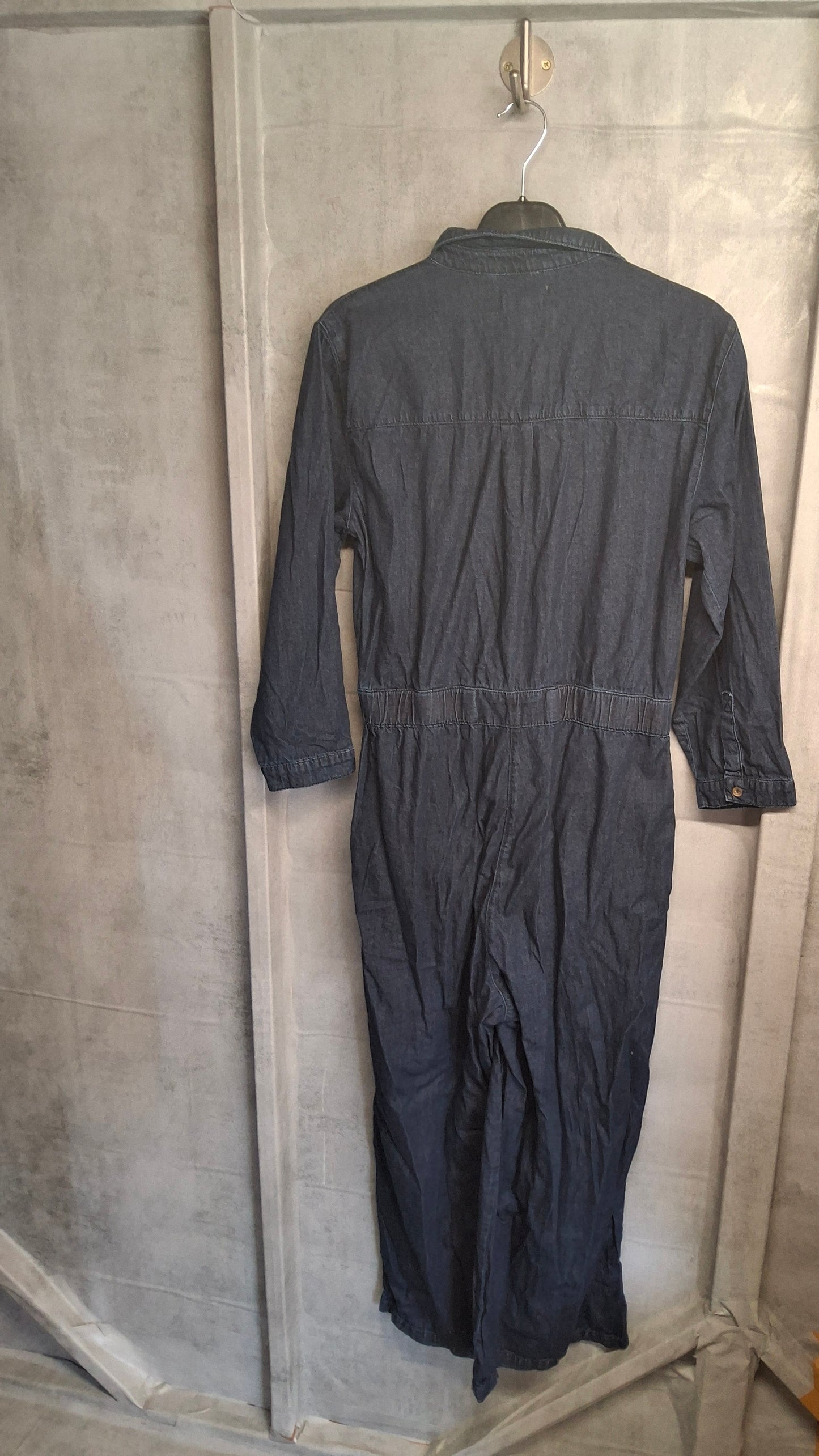 Phase Eight Denim Blue Cropped Flared Leg Jumpsuit – Size 10 – 100% Cotton