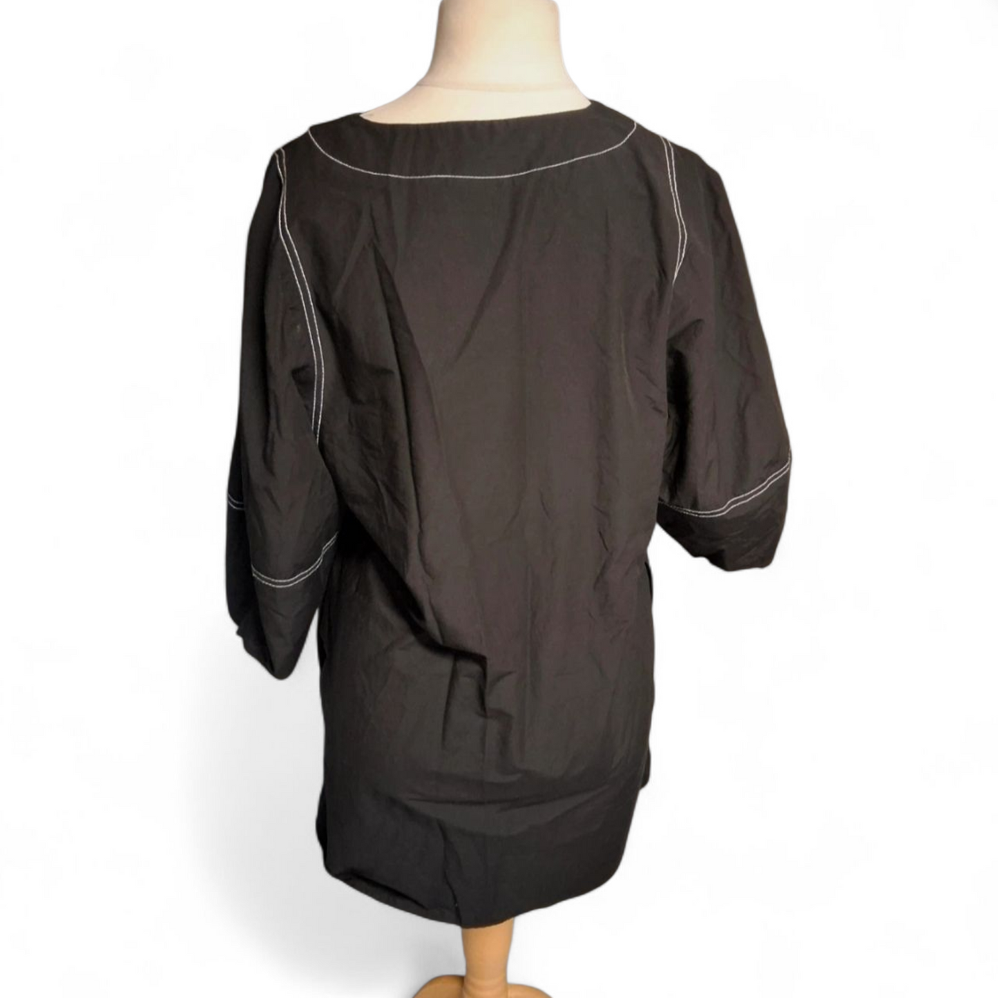 Zara Black Shirt Style Mini Dress – Size L (UK size 12/14) – Button Front