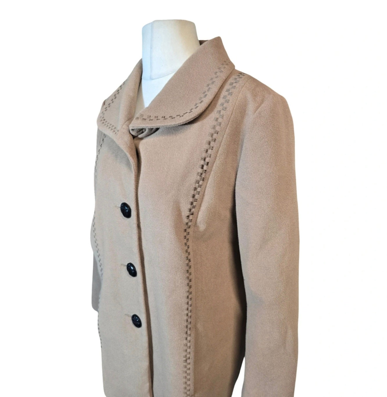 Classics Marks & Spencer Coat Beige Size 18 Embroidered Smart Causal