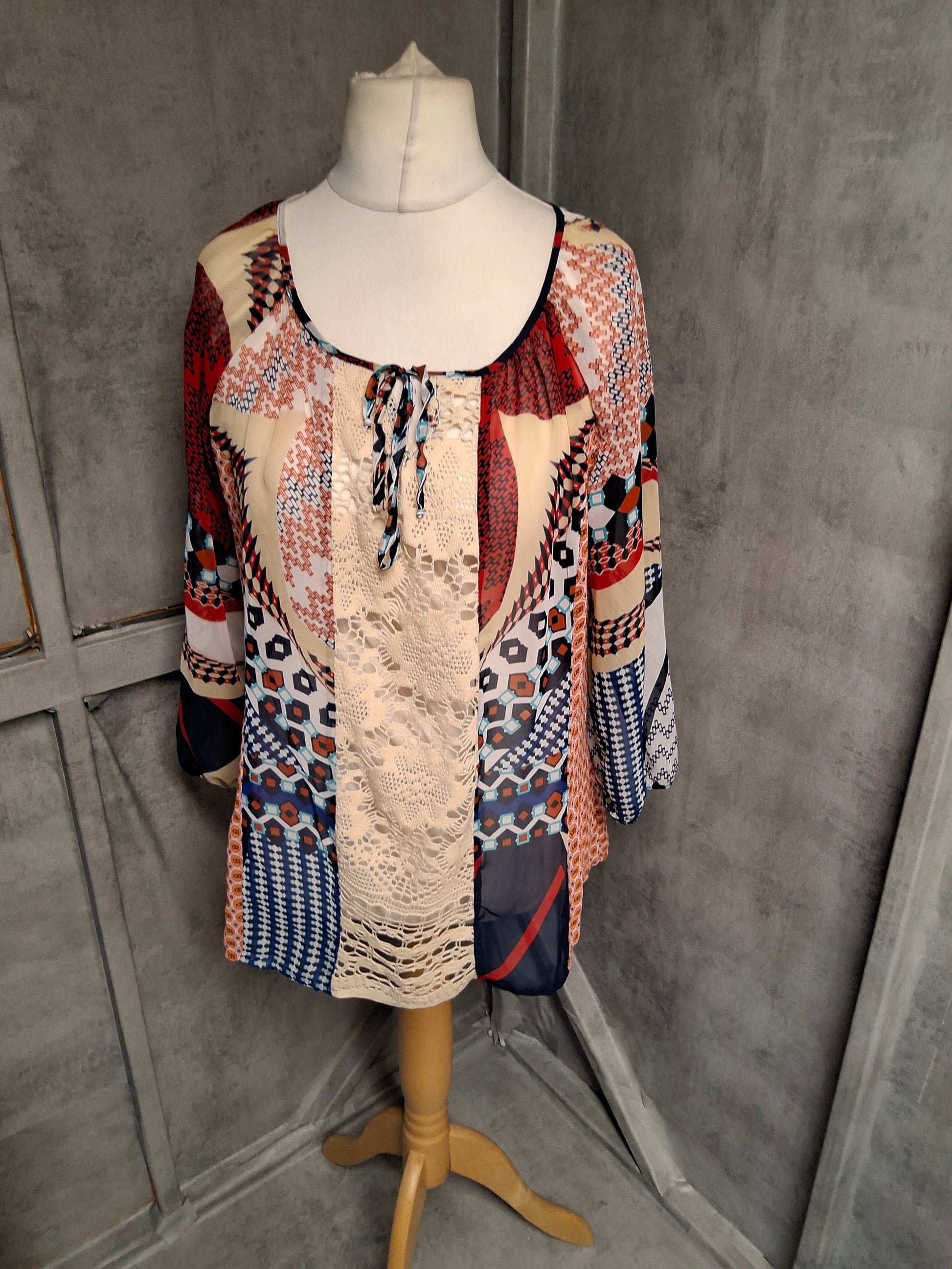 Figueroa & Flower Patchwork Blouse – Size L (UK 12/14)

