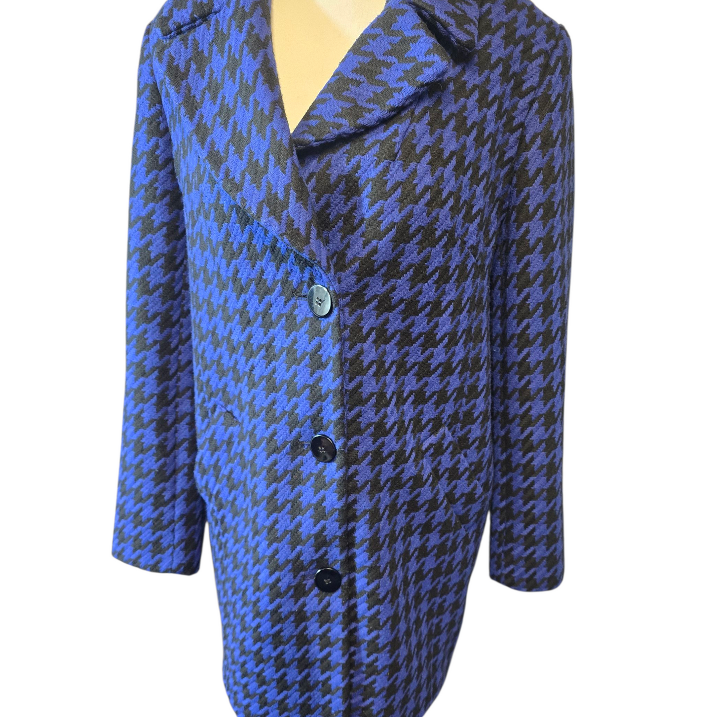 Debenhams The Collection Purple & Black Coat – Size 14 – Houndstooth Button Up