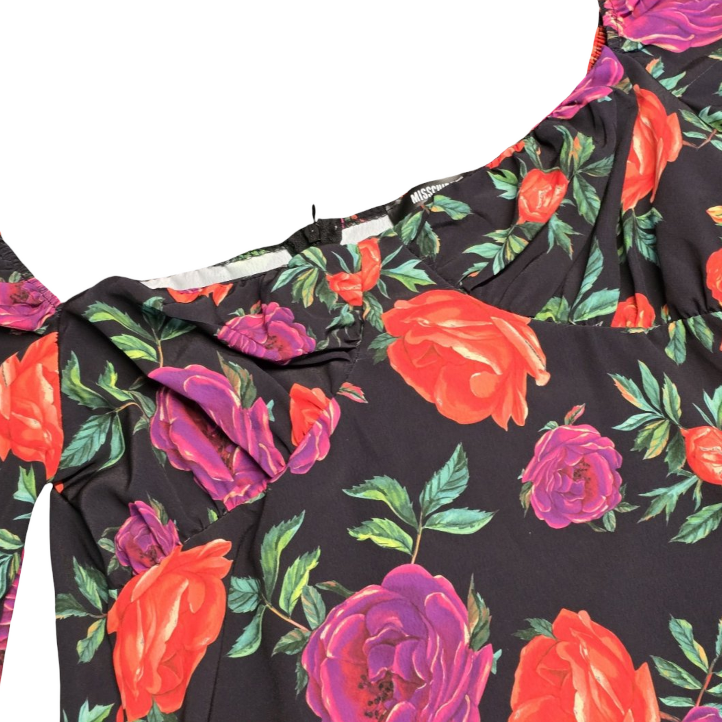 Missguided Black & Multicolour Floral Mini Dress Size 12 new