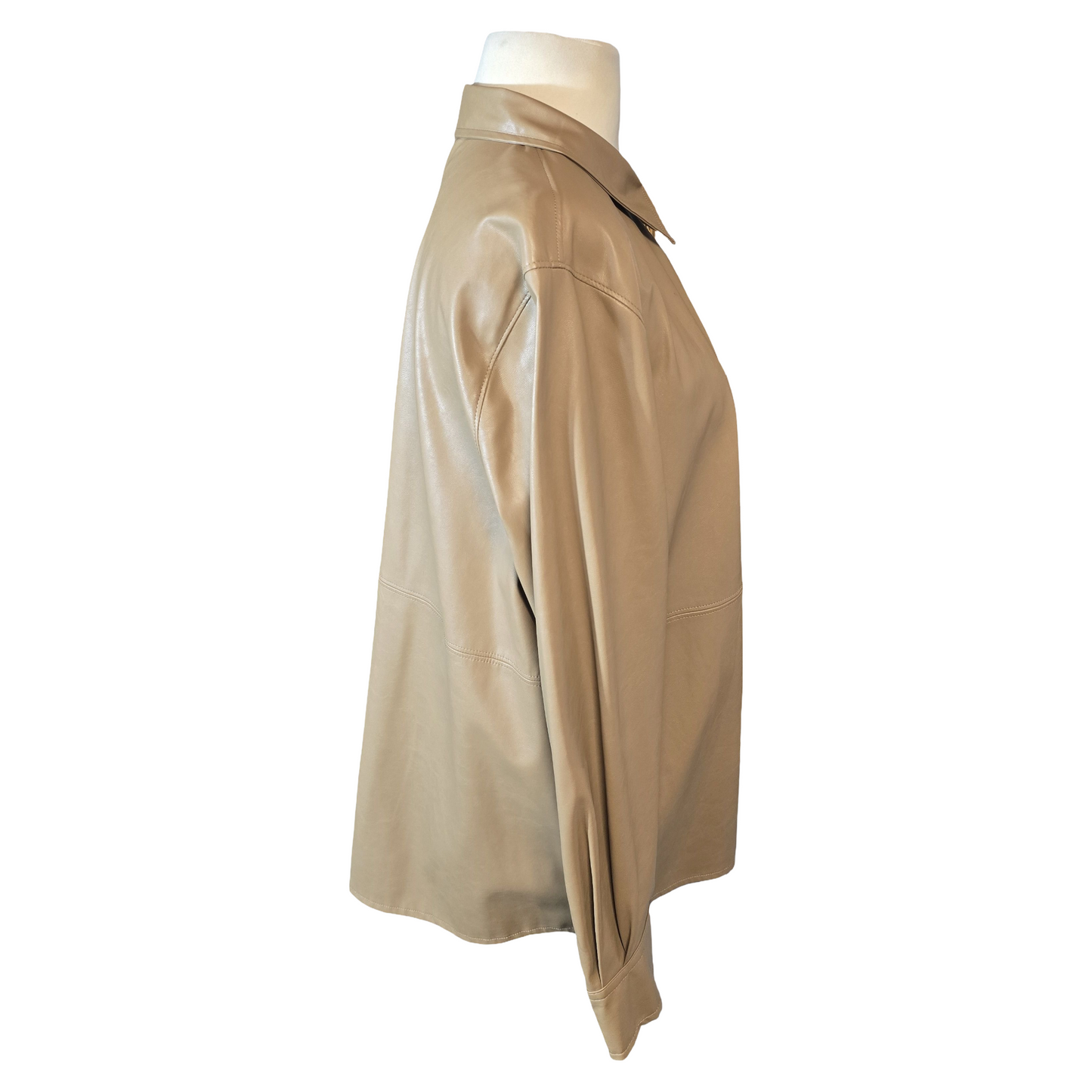 M&S Brown Faux Leather Popper Shirt – Size 20 – Long Sleeve