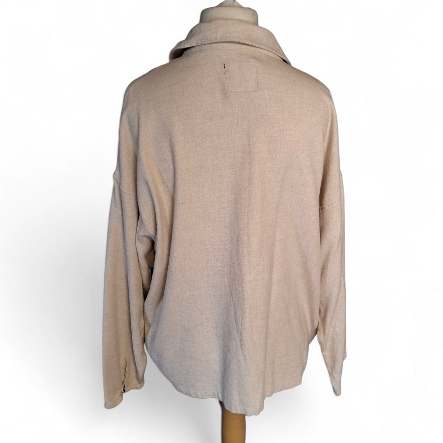 Jachs Girlfriend Cream Brushed Cotton Oversized Shirt – Size 10/12 – Relaxed Fit