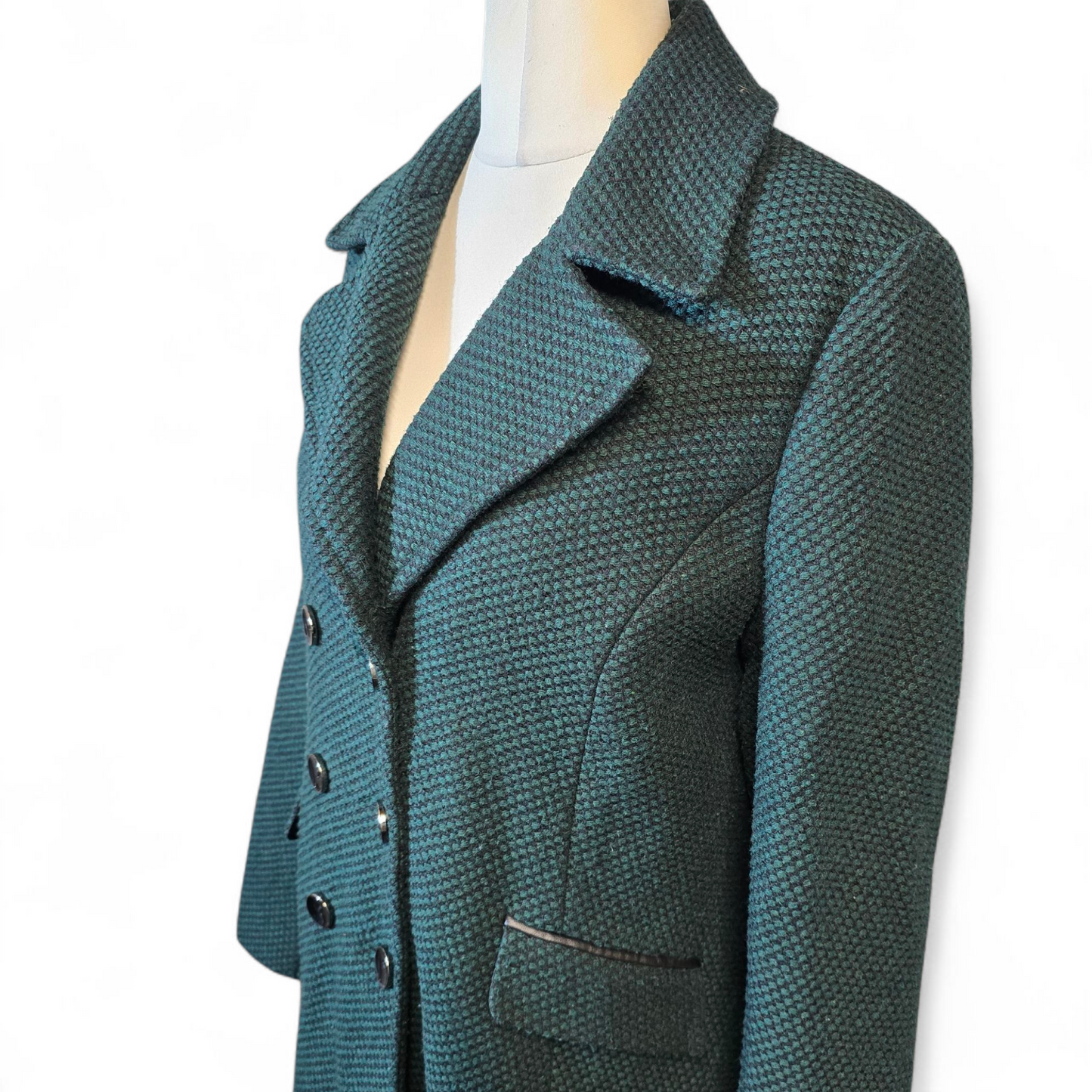 Debenhams Dark Green & Black Knitted Peacoat – Size 16