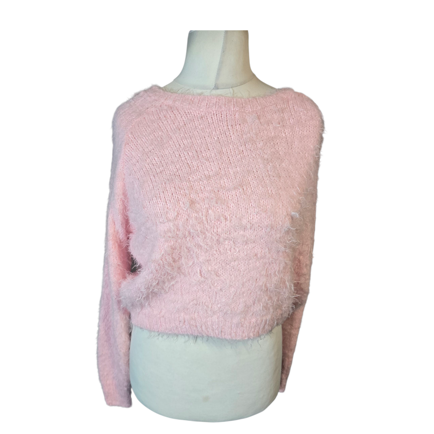 Topshop Baby Pink Shaggy Cropped Jumper – Size 10