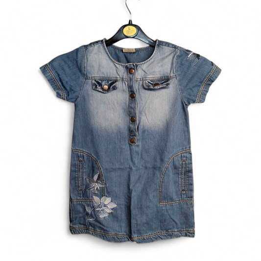 Next Denim Blue Short Sleeved Dress – Girls 6 Years – 100% Cotton