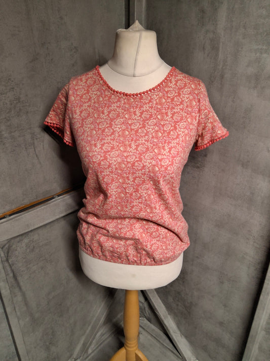 Next Pink Floral Cotton T-Shirt with Trim – Size 8 🌸
