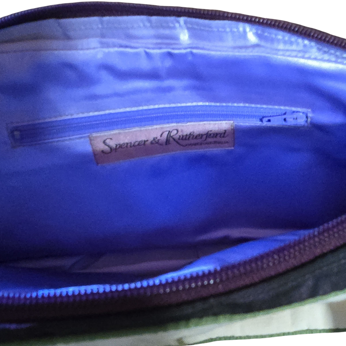 Spencer & Rutherford Purple & Gold Geometric Floral Handbag – Medium