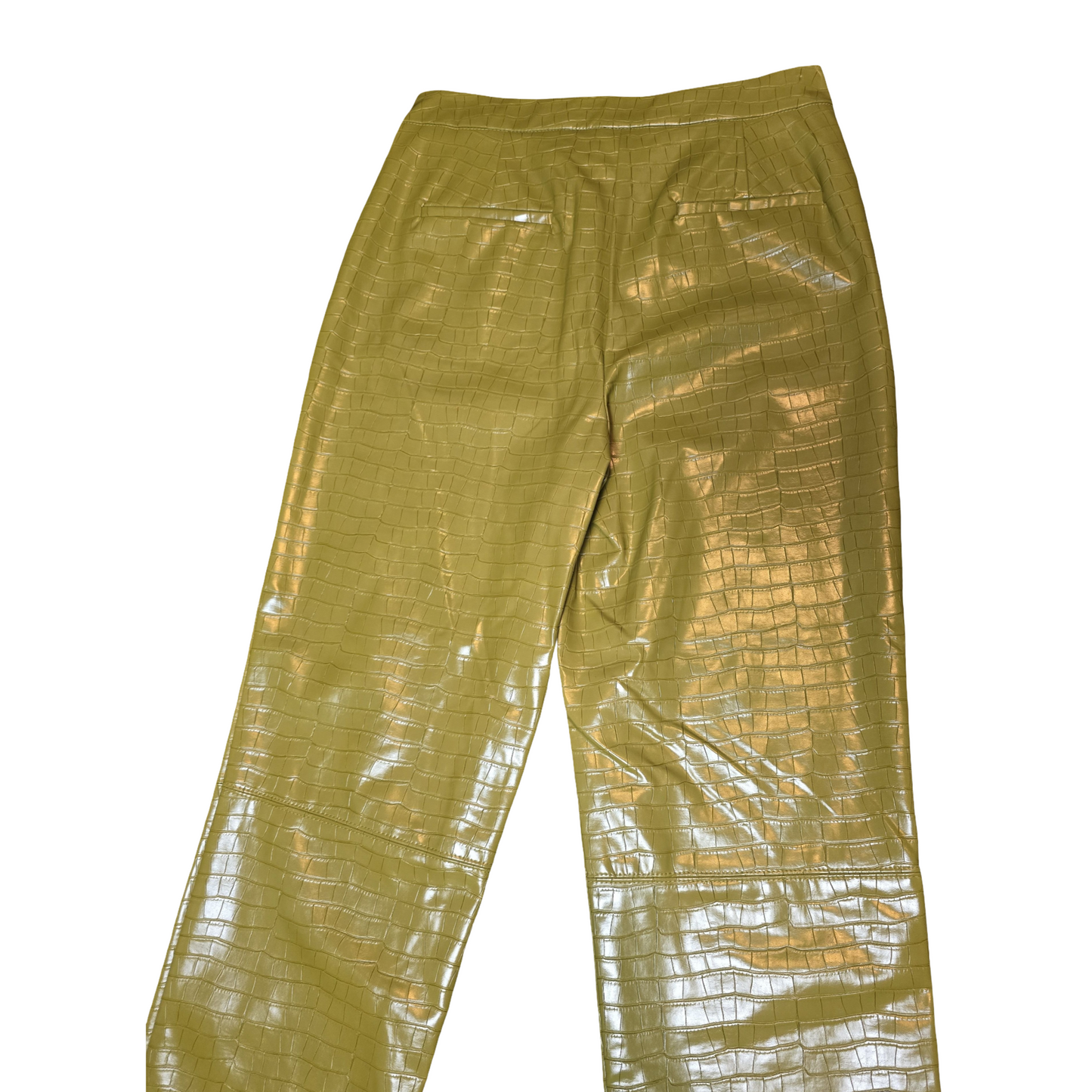 Primark Olive Green Croc-Effect Faux Leather Trousers Size 12  NWT