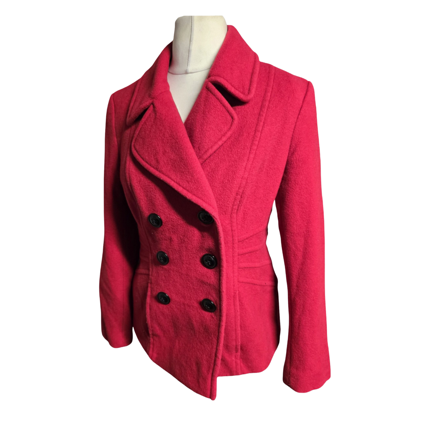 Precis Red Wool-Blend Peacoat – Size 12 (Mid Length)