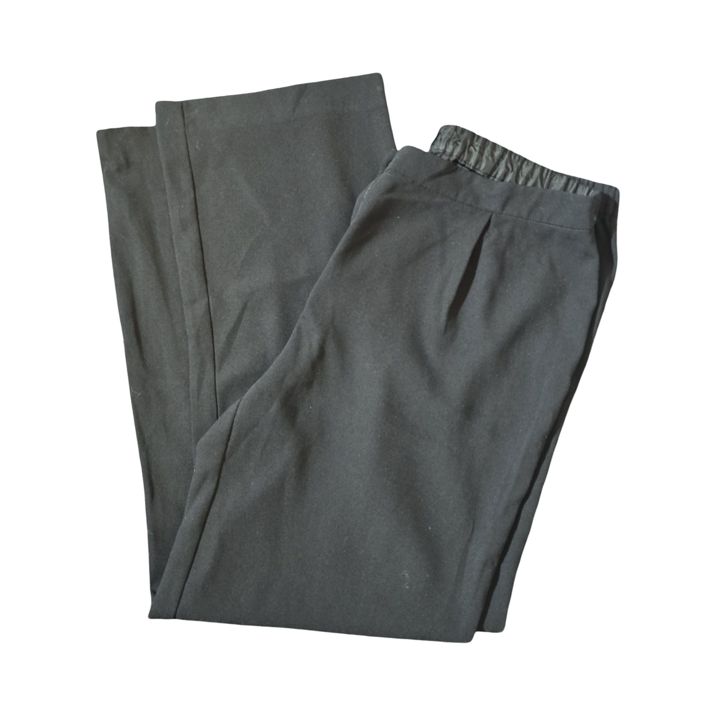 East Black Flared Leg Work Trousers – Size 14 – High Waist with Elasticated Back – 100% Polyester