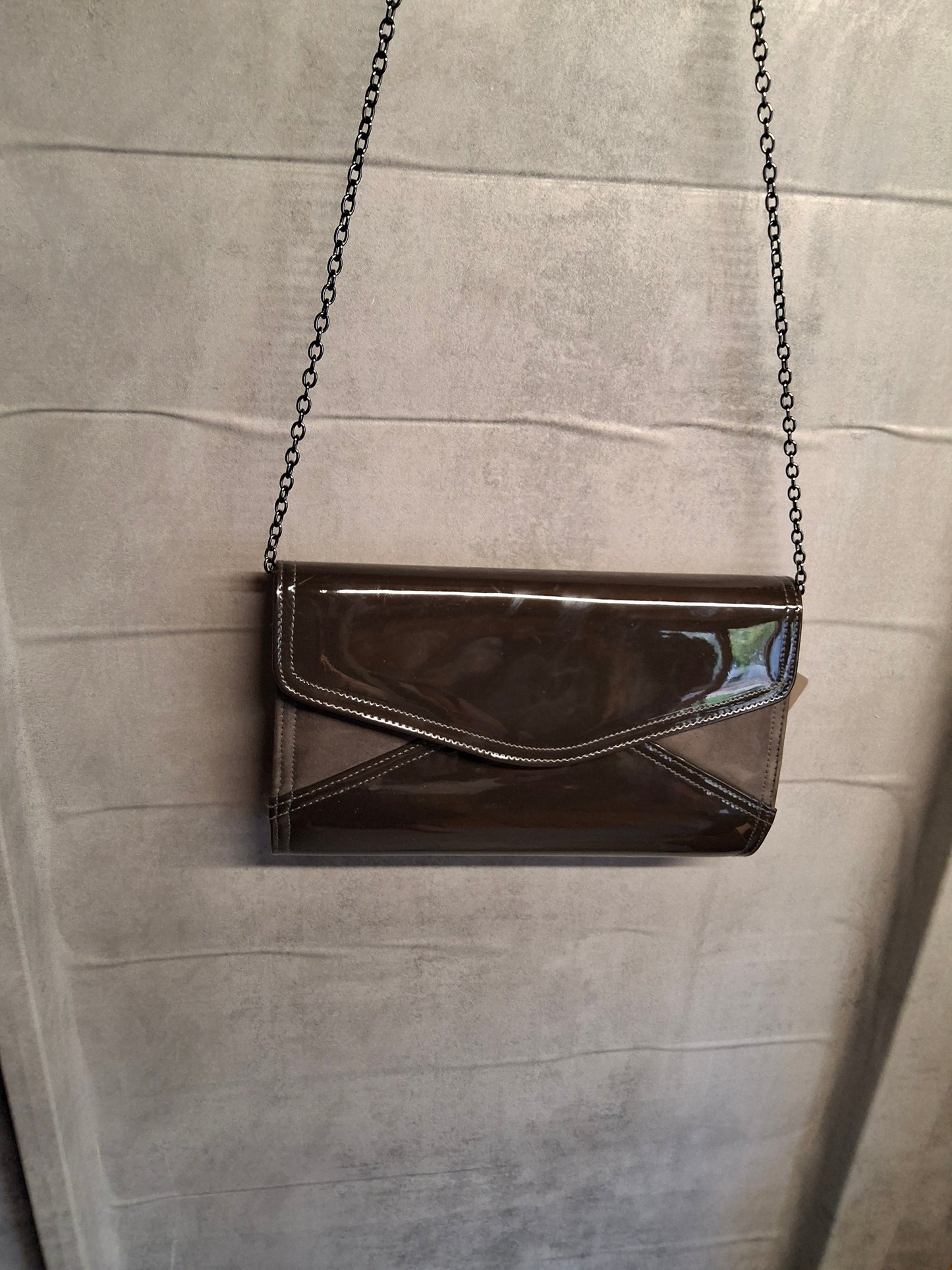 Hotter Black Patent Clutch Bag with Chain Strap – New with Tags