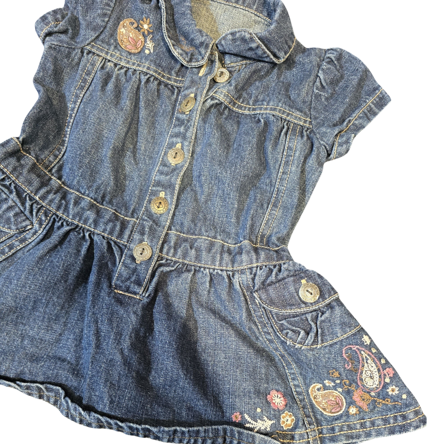 Matalan Girls Denim Dress – Age 6–9 Months – 100% Cotton