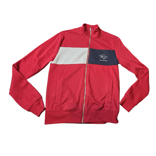 Primark Red Zip-Up Jumper with Pockets – ‘Future Projects’ – Men’s XS